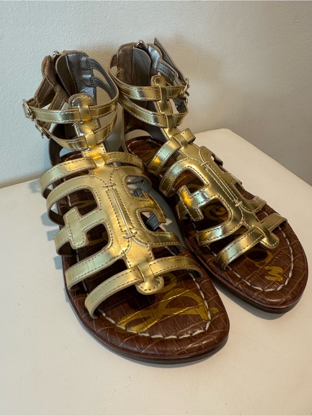 Sam Edelman Metallic Gold Ginnie Gladiator Sandals Girls 3